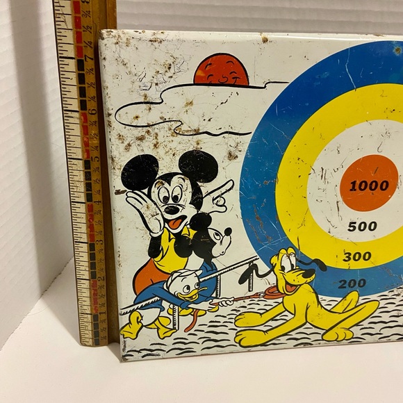 Vintage 1960's Walt Disney Productions Mickey Mouse Goofy Bullseye Tin Target - Picture 3 of 8